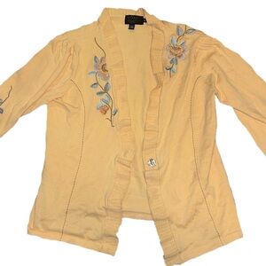 Vintage yellow embroidered cardigan